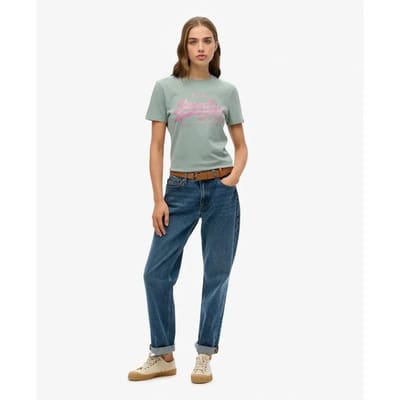 Superdry - Vintage Logo slim-fit T-shirt met strass-steentjes - Dames - T-shirts