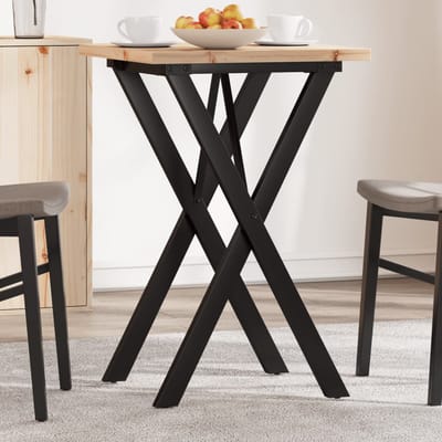 vidaXL - Eettafel - X-frame - 50x50x75,5 - cm - massief - grenenhout - en - staal