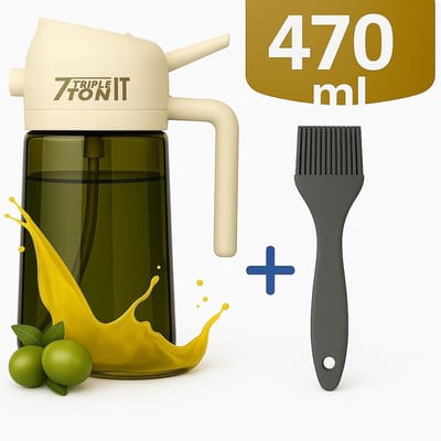 Olijfolie Sprayer - 470 ML - Glas - Olijfolie Fles Verstuiver voor Keuken - Oliespray - Oliefles - Olie Pomp Bakspray - Cooking Spray - Wit