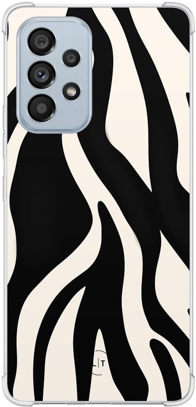 Shockproof hoesje - Geschikt voor Samsung Galaxy A53 - Zebra - Extra sterke case - TPU/polycarbonaat - Print / Illustratie - Zwart, Transparant