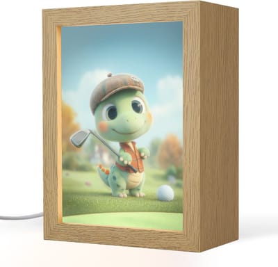 Nachtlampje 15x20 cm - Kinder lampje - Cartoon - Dino - Groen - Golven - Tafellamp kinderkamer - Slaapkamer lamp - Bedlamp kinderen - Kinderlampje stopcontact - Wandlamp babykamer - Nachtlampjes