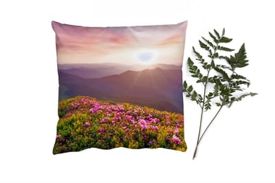 Sierkussens - Kussentjes Woonkamer - 40x40 cm - Bloemen - Berg - Zonsondergang - Landschap