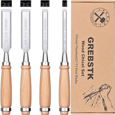 Professionele houten beitel set 4 delig - Chroom-vanadium staal met comfortabele grip