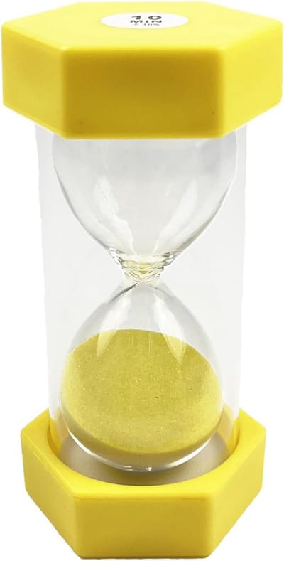 Zandloper 10 Minuten Geel voor Timer in Klaslokaal, Keuken of als Decoratie