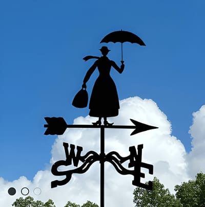 Metalen Windspinner met Dierenmotief - Smeedijzeren Tuin Decoratie voor Buiten - Ornament voor Daktuinen & Binnenplaatsen-Meisje op weg naar haar werk-Belle‘s product-Belle's product