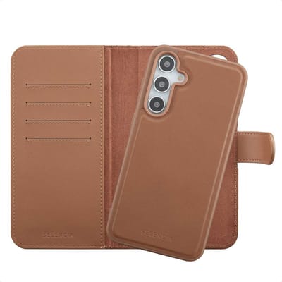 Selencia Hoesje - Geschikt voor Samsung Galaxy A35 - Olyn Uitneembare Bookcase met Magnetische Ring - Bruin