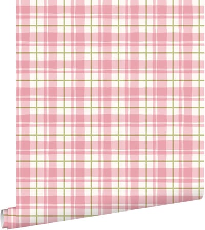 ESTAhome behang ruitjes roze en groen - 50 x 900 cm - 131953