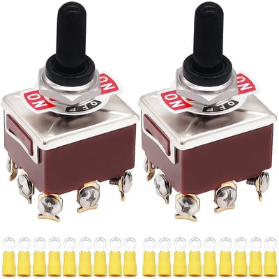 Dailygoody - Rocker Switch Heavy Duty 3PDT 9 Terminal ON/OFF/ON - 2 Stuks Waterdicht