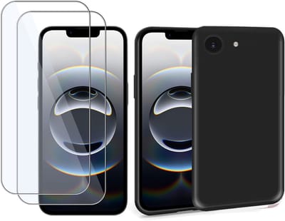 ChiGuard Suède Hoesje & 2x Screenprotector geschikt voor iPhone 16e – Gehard Glas Cover - Case Zwart