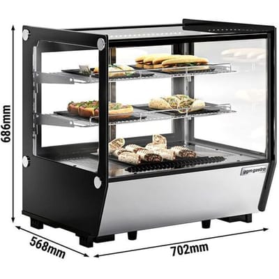 GGM Gastro Tisch-Kühlvitrine - 120 Liter - 700mm - eckig - mit 2 Ablagen Zilver / Zwart
