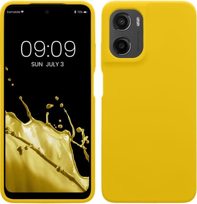 kwmobile telefoonhoesje geschikt voor Motorola Moto G05 / Moto E15 - Hoesje met siliconen coating - Smartphone case in stralend geel