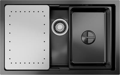 CECIPA max Spoelbak Antraciet 70x44CM - Spoelbak Keuken - Multifunctionele Spoelbak - Spoelbak Met Afdruiprek - Spoelbakken Keuken - Wasbak Keuken - RVS