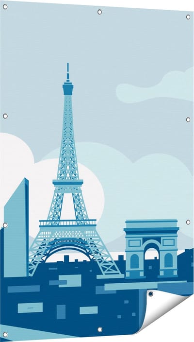 Gards Tuinposter Skyline van Parijs - Abstract - 80x120 cm - Tuindoek - Tuindecoratie - Wanddecoratie buiten - Tuinschilderij