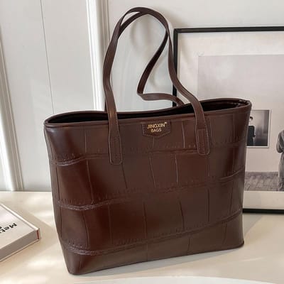 Handtas Grote Capaciteit Eenvoudige Tote Bag High End Ruit Schoudertas Trendy gray