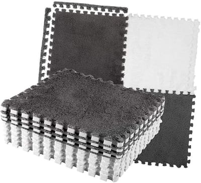 Puzzeltapijt Antislip - Pluche Schuim - 10 Stuks 30x30cm - Zacht en Duurzaam - Veelzijdig voor Speelruimtes - Stijlvol Kleurblokpatroon - Vloermat