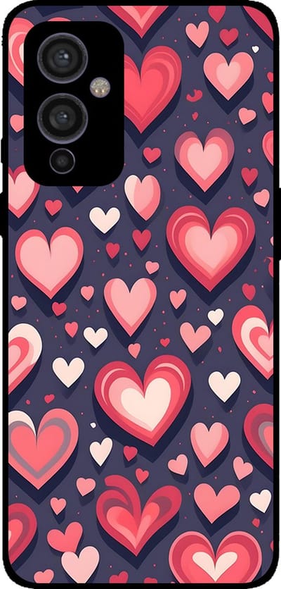Smartphonica Telefoonhoesje Geschikt voor OnePlus 9 met Hartjes Opdruk - TPU Backcover Case With Heart Design geschikt voor OnePlus 9