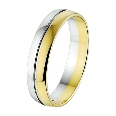 14K Bicolor Geel- En Witgoud Geel/Wit Ring A418 - 5 Mm Zonder Steen 4207666