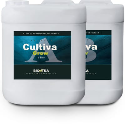 BioTka HYDRO CULTIVA GROW A + B 5 Ltr. Groei (set) plantvoeding - biologische voeding - supplement - booster - planten - bio supplement - hydro plantvoeding - plantvoeding aarde - kokos - kokos voeding - hydro - hydroponic - organische plantenvoeding