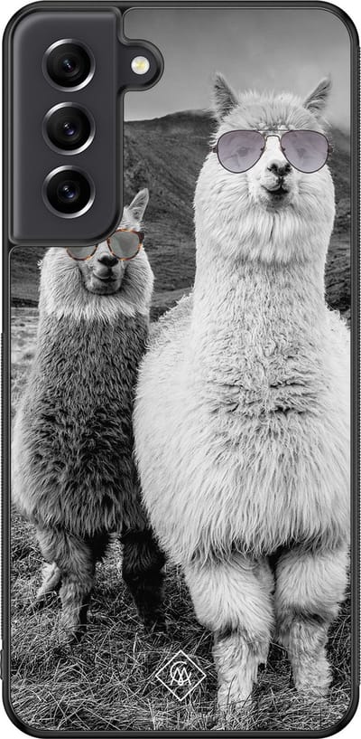 Casimoda® hoesje - Geschikt voor Samsung Galaxy S21 FE - Lama Bruh - Zwart TPU Backcover - Geen opdruk - Grijs