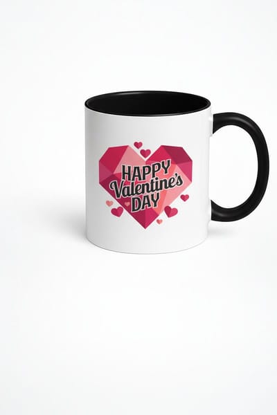 Valentijn Mok Happy Valentine's Day - Geometrisch Hart Design - Cadeau Liefde