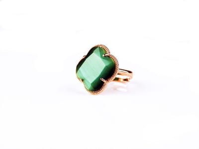 model Fiori ring in zilver roze verguld donkergroen