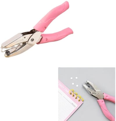 1 stuk, perforator, handzaam, arbeidsbesparend, rond, enkel gat, geschikt voor papier, A4-papier, wenskaarten, plakboeken, uitnodigingen, PVC-kaarten, kunststoffen, enz., roze, 16*7,5 cm, ronde gatdiameter 1,5 mm