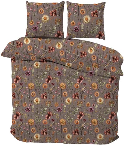 iSleep Dekbedovertrek Jessica - Eenpersoons - 140x200/220 cm - Bruin