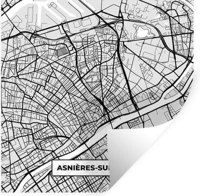 Muurstickers - Sticker Folie - Frankrijk - Asnières-sur-Seine - Stadskaart - Plattegrond - Kaart - 100x100 cm - Plakfolie - Muurstickers Kinderkamer - Zelfklevend Behang XXL - Zelfklevend behangpapier - Stickerfolie