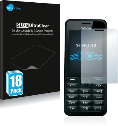 Savvies - Screenprotector voor Nokia 301 - Folie Beschermfolie transparant 18 Stuks