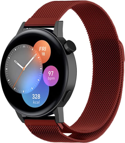 Strap-it Luxe Milanese bandje - geschikt voor Huawei Watch GT 2 42mm / GT 3 42mm / GT 3 Pro 43mm - rood