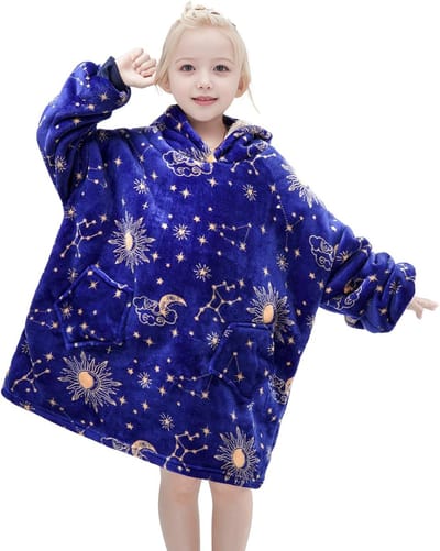 Oversized deken met capuchon voor kinderen - Pluche sherpa-hoodie - Super warm en comfortabel - Geschikt voor jongens en meisjes