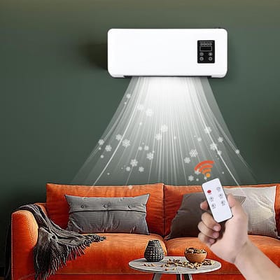 Luchtkoeler Ontvochtiger - 2-in-1 Apparaat - Klimaatregeling Thuis - Fluisterstille Werking - Wandmontage - Wit