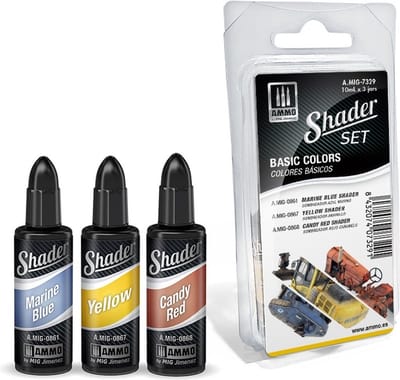 AMMO MIG Hobbyverf - MIG 7329 Shader Set - Basic Colors Verf set - 3x 10 ml