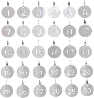 Genummerde Sleutelhangers - Metalen Labels - Adres Weergave - Diep Gravure Cijfers - 30 Stuks - Zilver