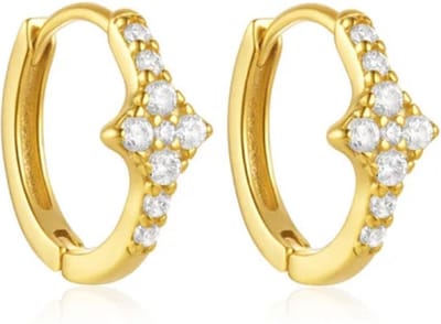 Goudkleurige Elenza Oorbellen met Diamantjes – Luxe en Elegante Sieraden voor Dames