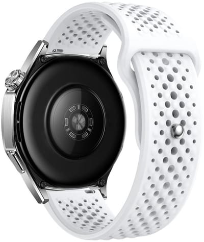 Siliconen bandje - geschikt voor Garmin Vivoactive 4 / Venu 4 (45mm) / Venu 3 / 2 / Forerunner 255 / Forerunner 265 / 570 (47mm) en Polar Vantage M / M2 / V3 / Grit X (Pro) - gaatjes - wit
