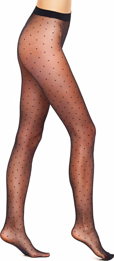 Giulia - Amalia 20den panty met klassieke stippen - Zwart - XL