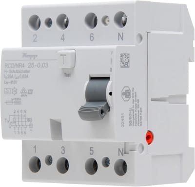 Aardlekschakelaar RCD 25A 30mA 4-polig