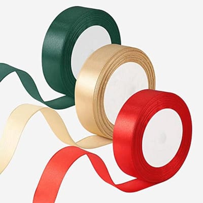 Kerst Cadeaulint 66 meter - 25 mm Breed Rood, Goud en Donkergroen voor Geschenken en Creatieve Ambachten