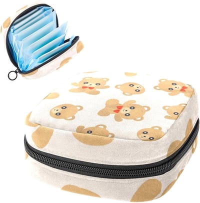 Periode Tas - Maandverband Pouch - Intieme Hygiëne - Privacy Bescherming - 12x17x17 cm - Teddybeer
