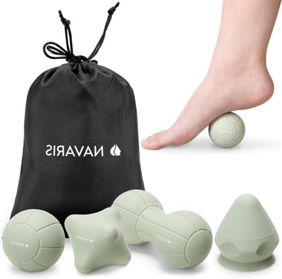 4-delige zelfmassage set met lacrosse bal - pinda bal - triggerpoint bal - massage punt en zuignap - opbergtas - groen massage bal voeten