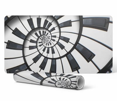 Vinyl bureauonderlegger met stijlvolle print en spiraalvormig sleutelmotief, 90x45 cm