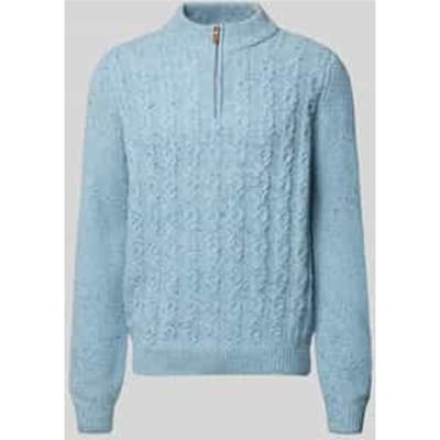 Fynch-Hatton Trui Troyer Zip Cable Knit Donegal Crystal Blue / male
