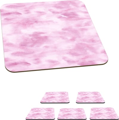 Onderzetters voor glazen - Patroon - Waterverf - Roze - 10x10 cm - Glasonderzetters - 6 stuks