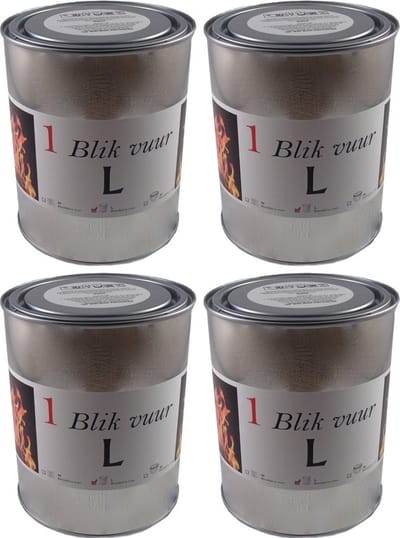 4x tuinfakkel vuur verlichting in blik - 11 x 13 cm - 5-8 branduren- zweedse fakkel - vuurblik - tuinkaars/outdoor kaars - tuinverlichting/tuindecoratie