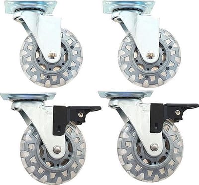 Meubelwiel set 75mm 2+rem, 2-rem 45kg/wiel