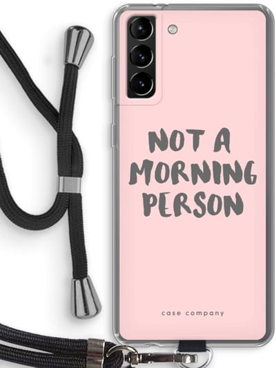 Case Company® - Hoesje met koord geschikt voor Samsung Galaxy S21 Plus hoesje met Koord - Morning person - Telefoonhoesje met Zwart Koord - Bescherming aan alle Kanten en Over de Schermrand