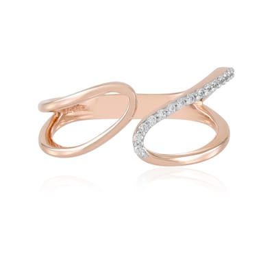 Cavill - Zilveren ring met rosé vergulding - 16 Cambodja zirkonia's 0,10 ct - Moderne lichte ring dames - Elegante zakelijke sieraden