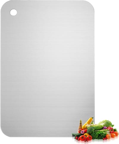 Dailygoods- Snijplank Roestvrij Staal - Dubbelzijdig - Antislip - Vaatwasbestendig - 30 x 20 cm - Glad Oppervlak - Keukenplank