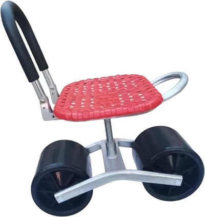 Tuinstoel op Wielen - Rolstoel Tuin - Comfortabel Tuinieren - 360 Graden Draaibaar - 23-35 cm Verstelbaar - Rood